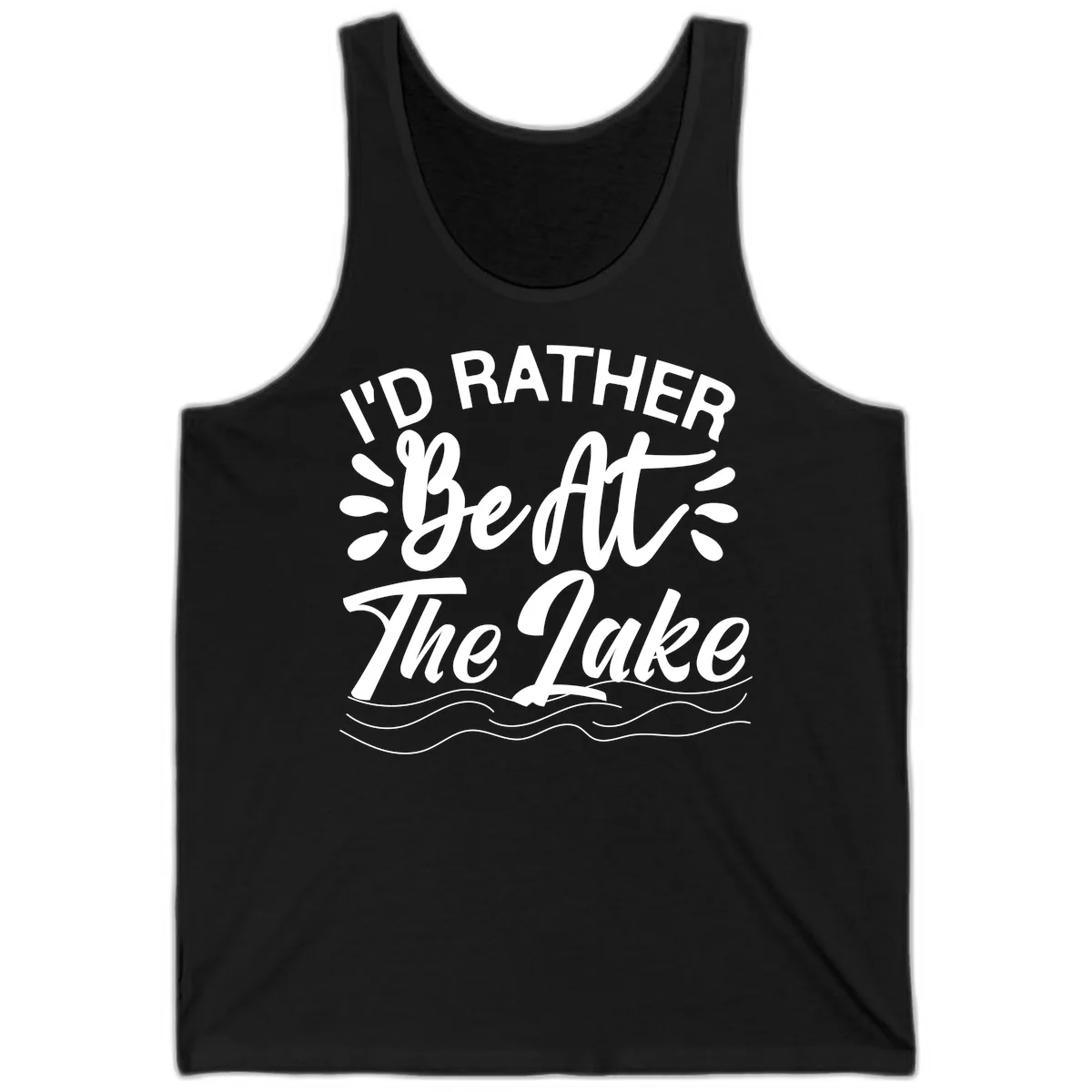 I'd Rather Be At The Lake Design Tank in Black