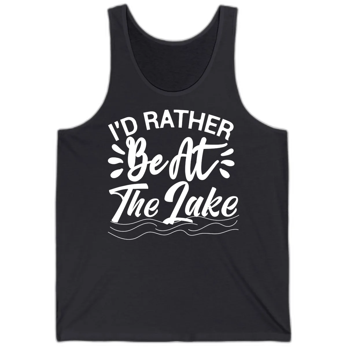 I'd Rather Be At The Lake Design Tank in Dark Grey