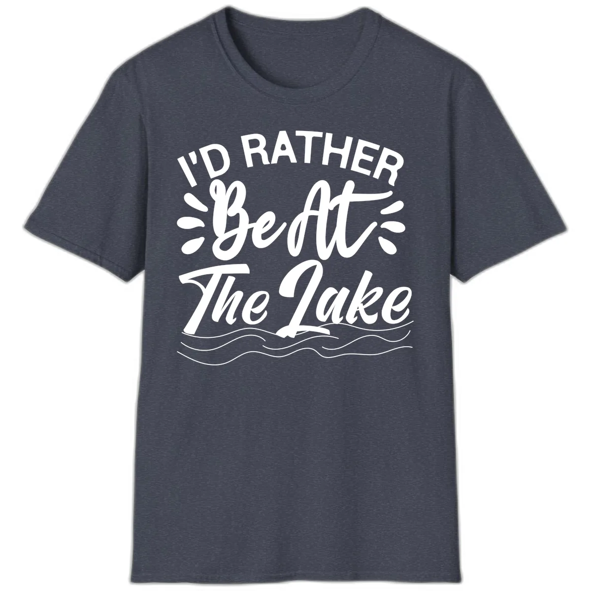 I'd Rather Be At The Lake Design T-Shirt in Heather Navy