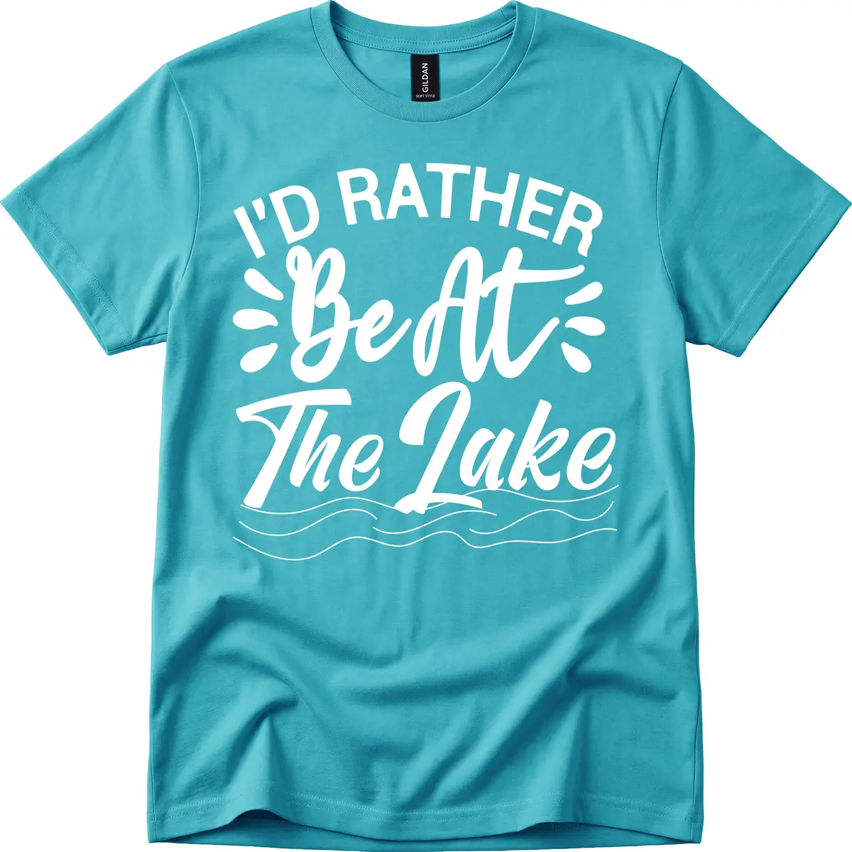 I'd Rather Be At The Lake Design T-Shirt in Tropical Blue