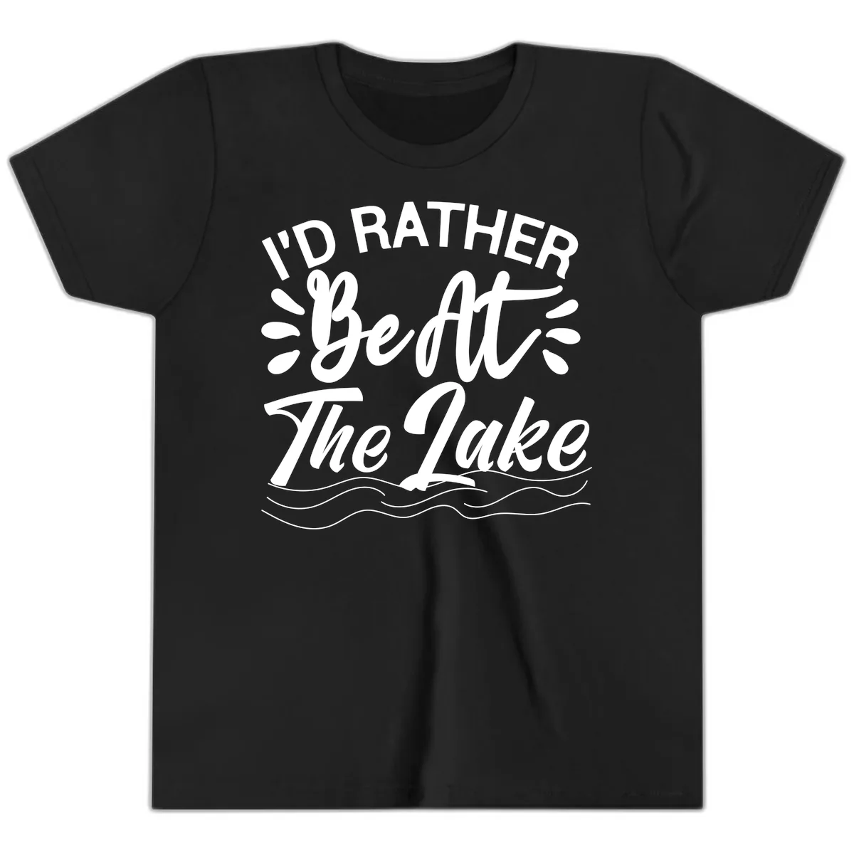 I'd Rather Be At The Lake Design Youth T-Shirt in Black