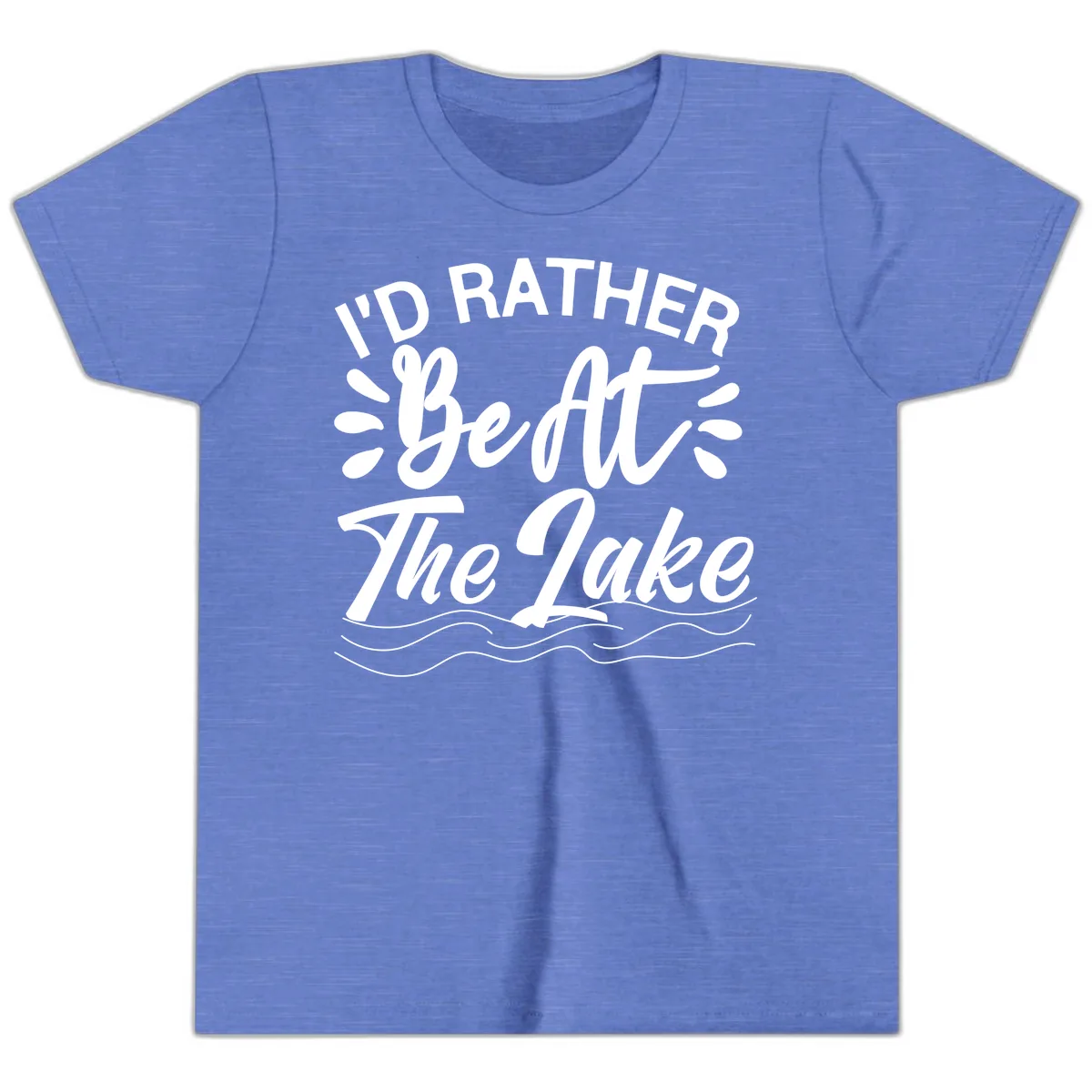 I'd Rather Be At The Lake Design Youth T-Shirt in Heather Columbia Blue