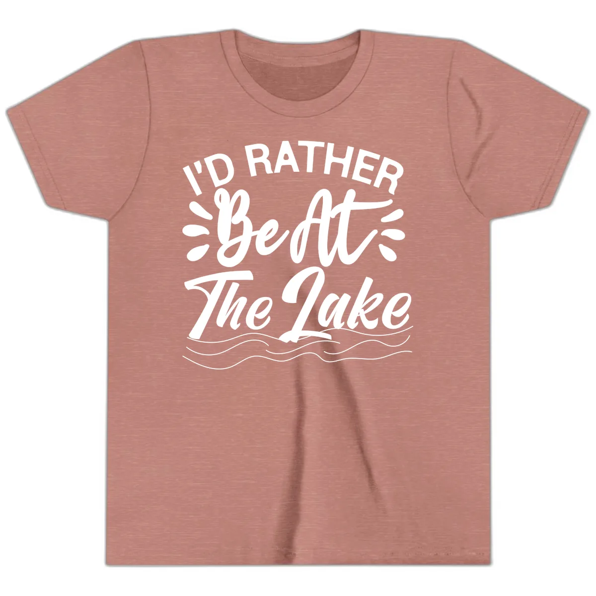I'd Rather Be At The Lake Design Youth T-Shirt in Heather Mauve