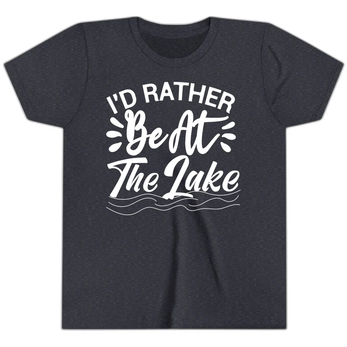 I'd Rather Be At The Lake Design Youth T-Shirt in Heather Navy