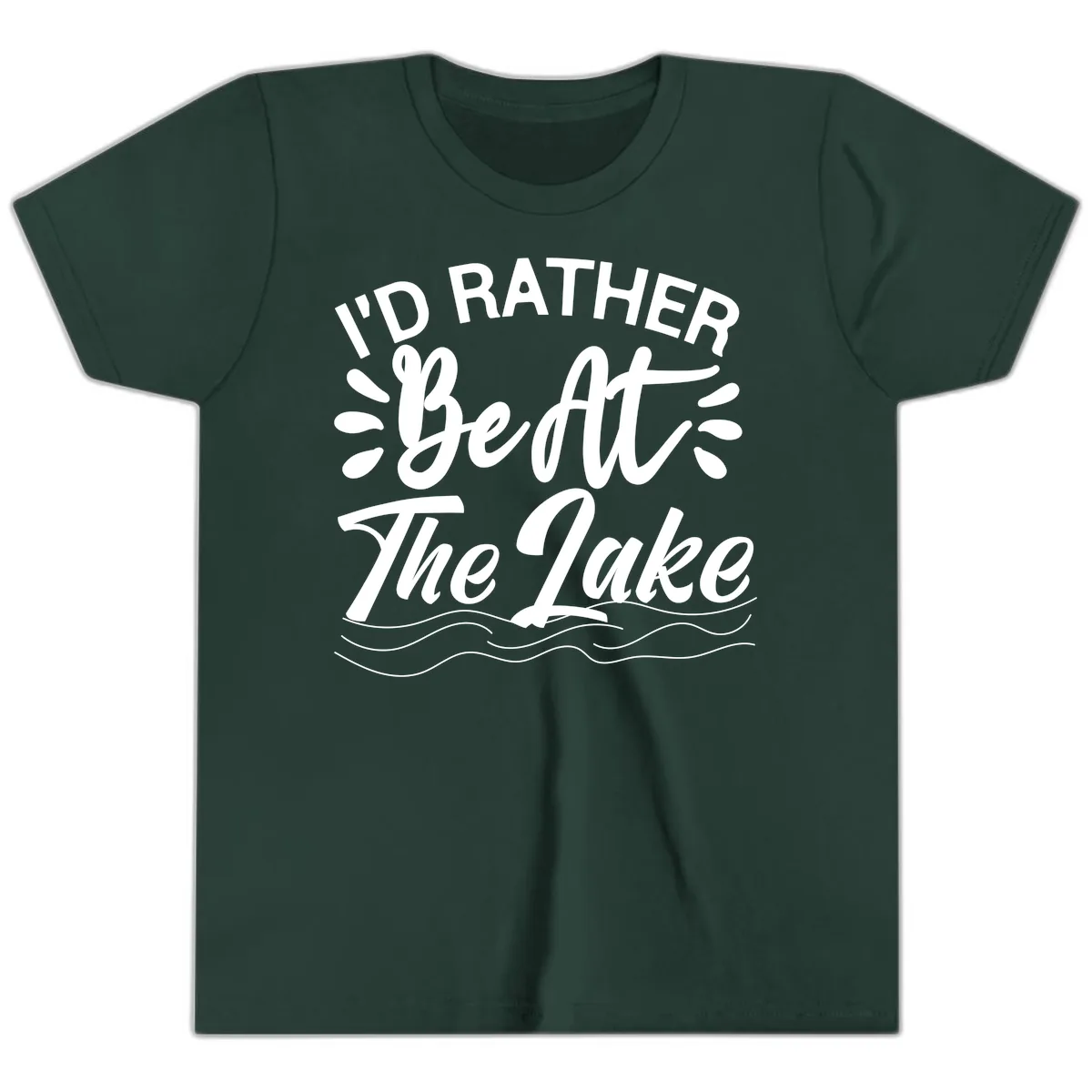 I'd Rather Be At The Lake Design Youth T-Shirt in Forest