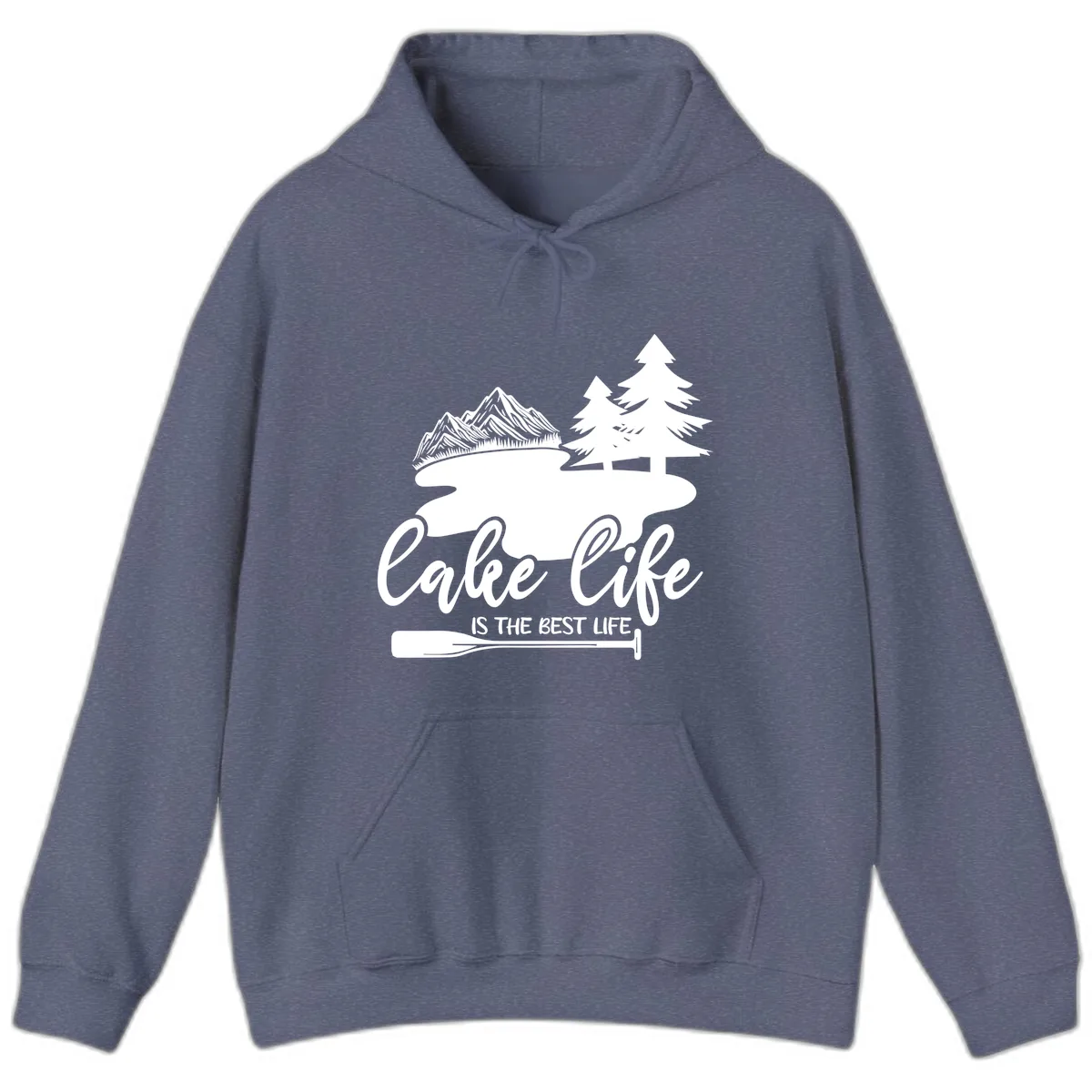 Lake Life Is The Best Life Design Hoodie in Heather Navy