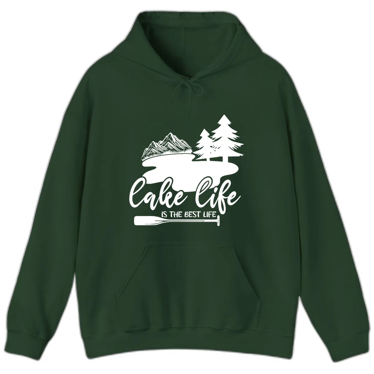 Lake Life Is The Best Life Design Hoodie in Forest Green