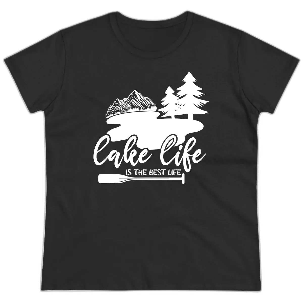 Lake Life Is The Best Life Design Ladies Tee in Black