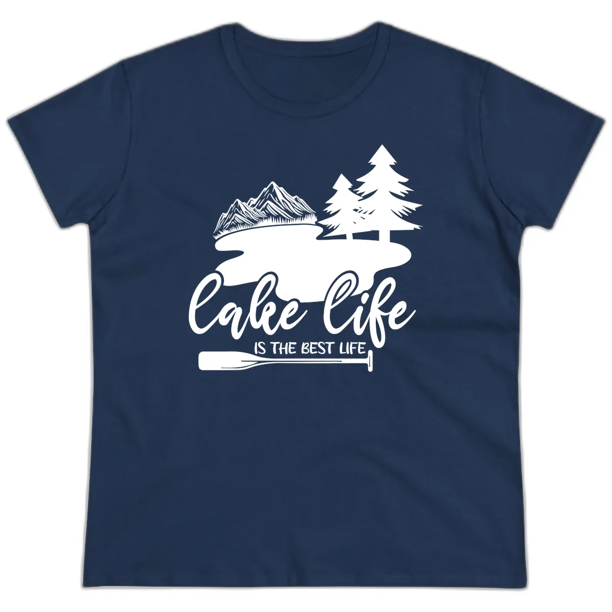 Lake Life Is The Best Life Design Ladies Tee in Navy