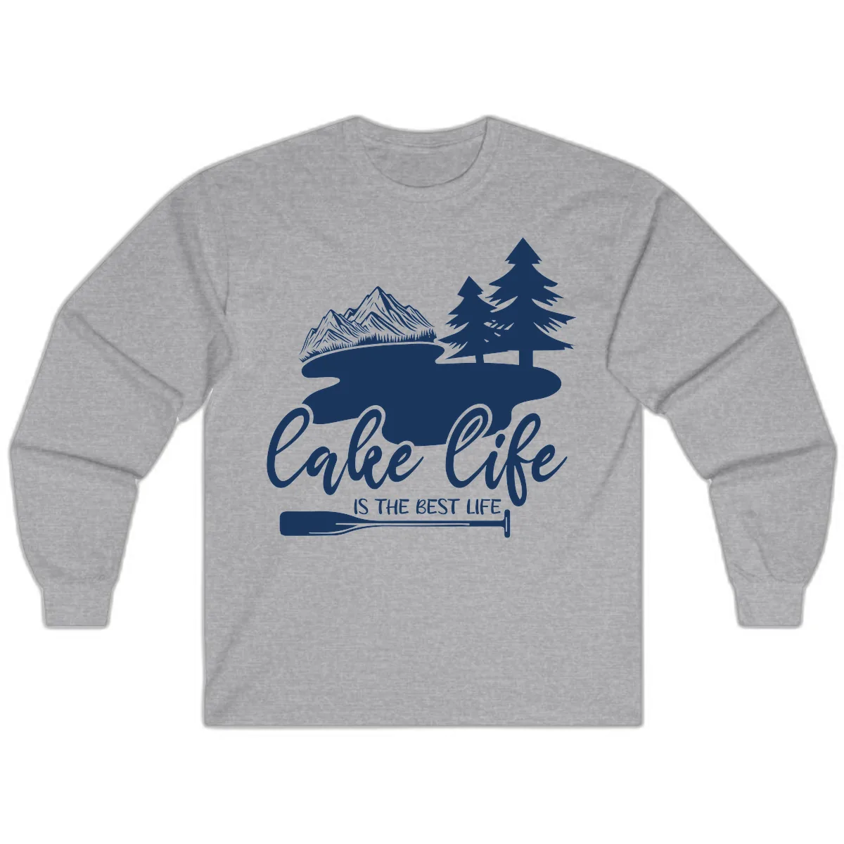 Lake Life Is The Best Life Design Long Sleeve in Sport Grey