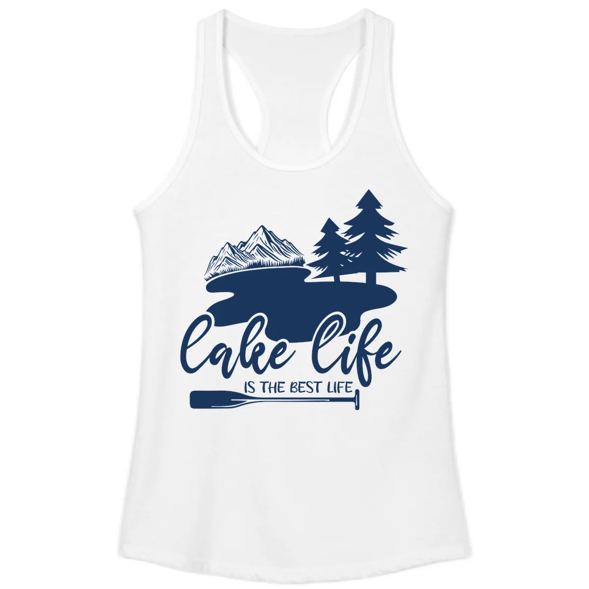 Lake Life Is The Best Life Design Ladies Tank in White