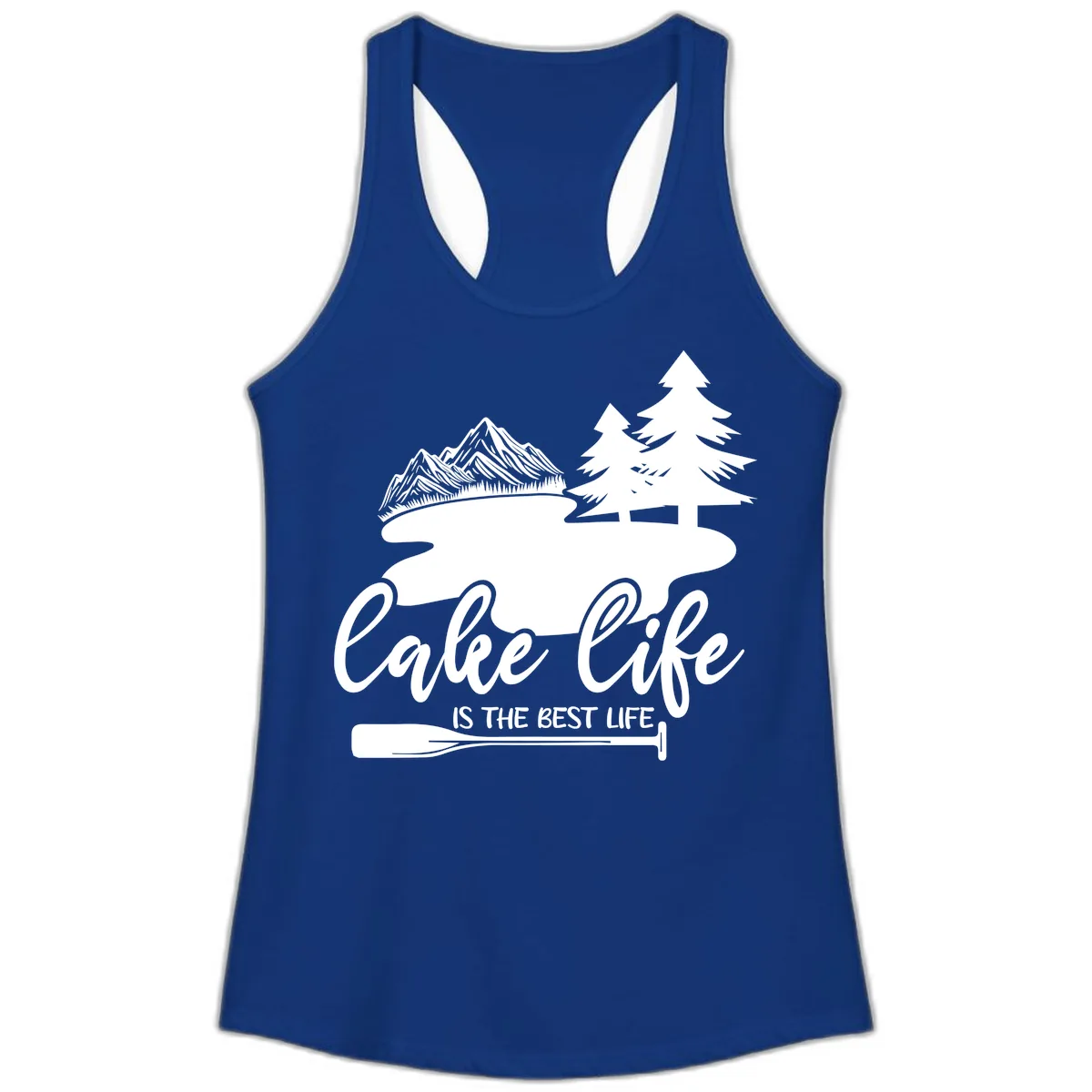 Lake Life Is The Best Life Design Ladies Tank in Solid Royal