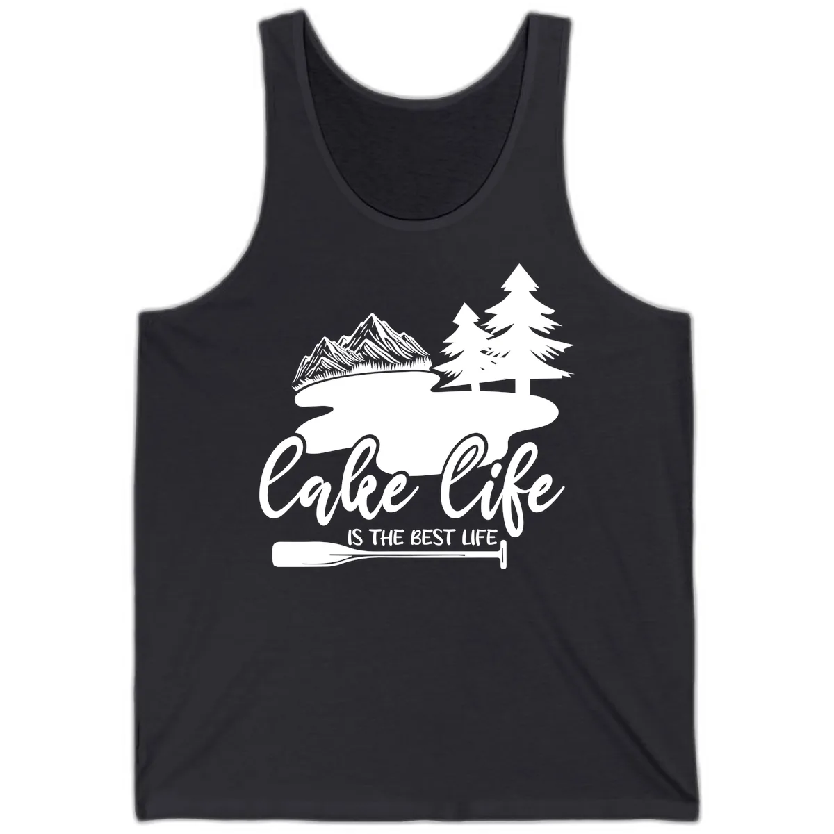 Lake Life Is The Best Life Design Tank in Dark Grey