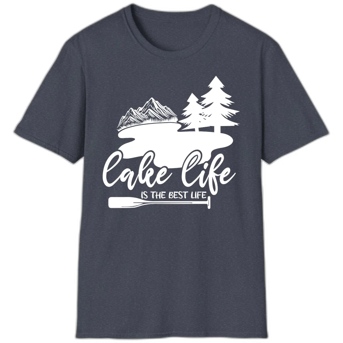 Lake Life Is The Best Life Design T-Shirt in Heather Navy