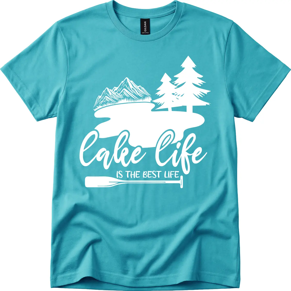 Lake Life Is The Best Life Design T-Shirt in Tropical Blue