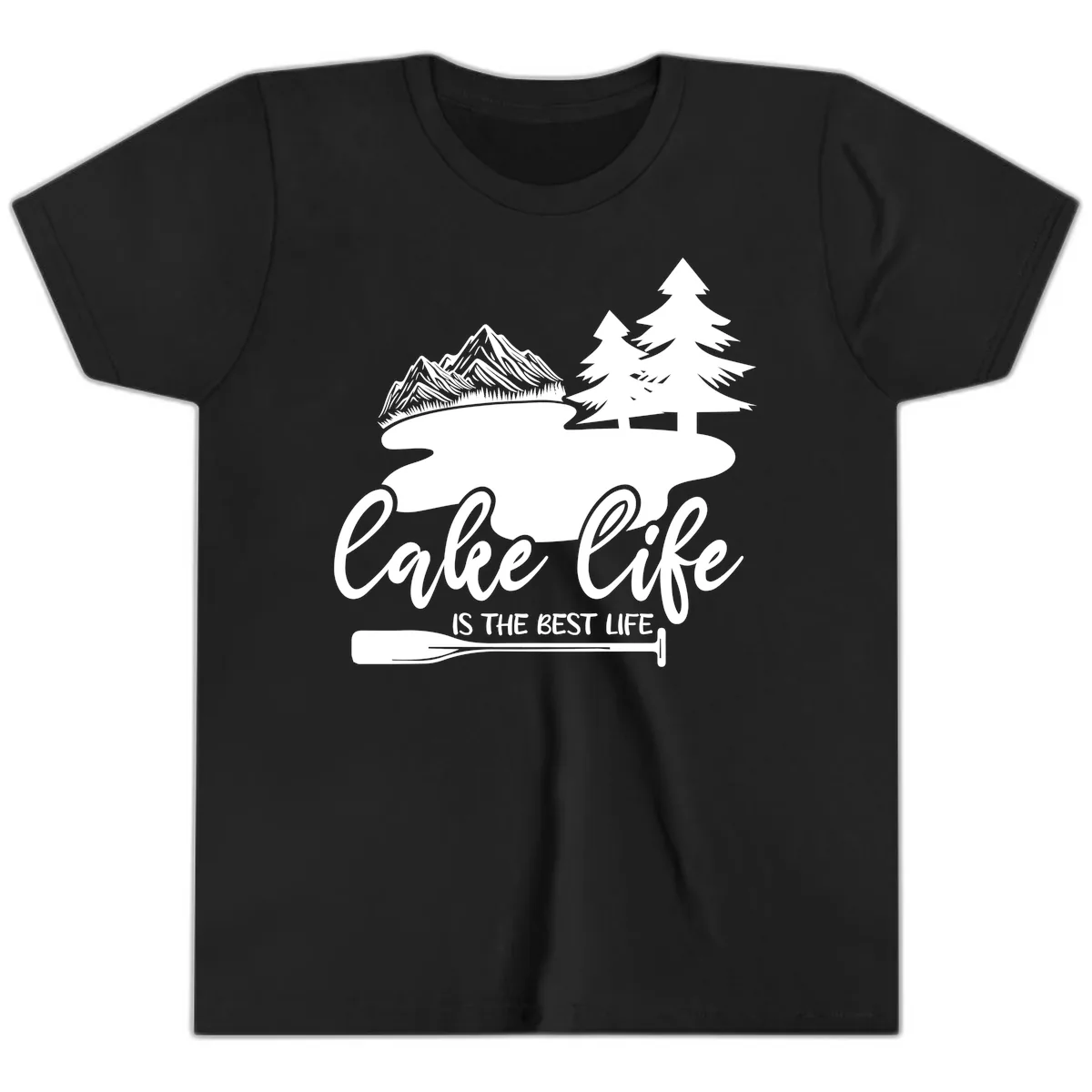 Lake Life Is The Best Life Design Youth T-Shirt in Black
