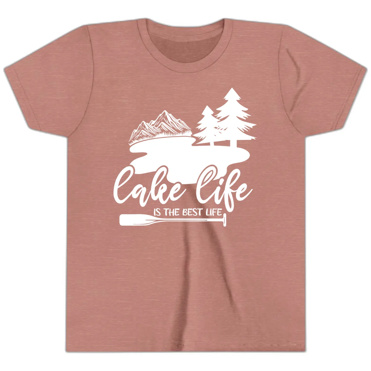 Lake Life Is The Best Life Design Youth T-Shirt in Heather Mauve