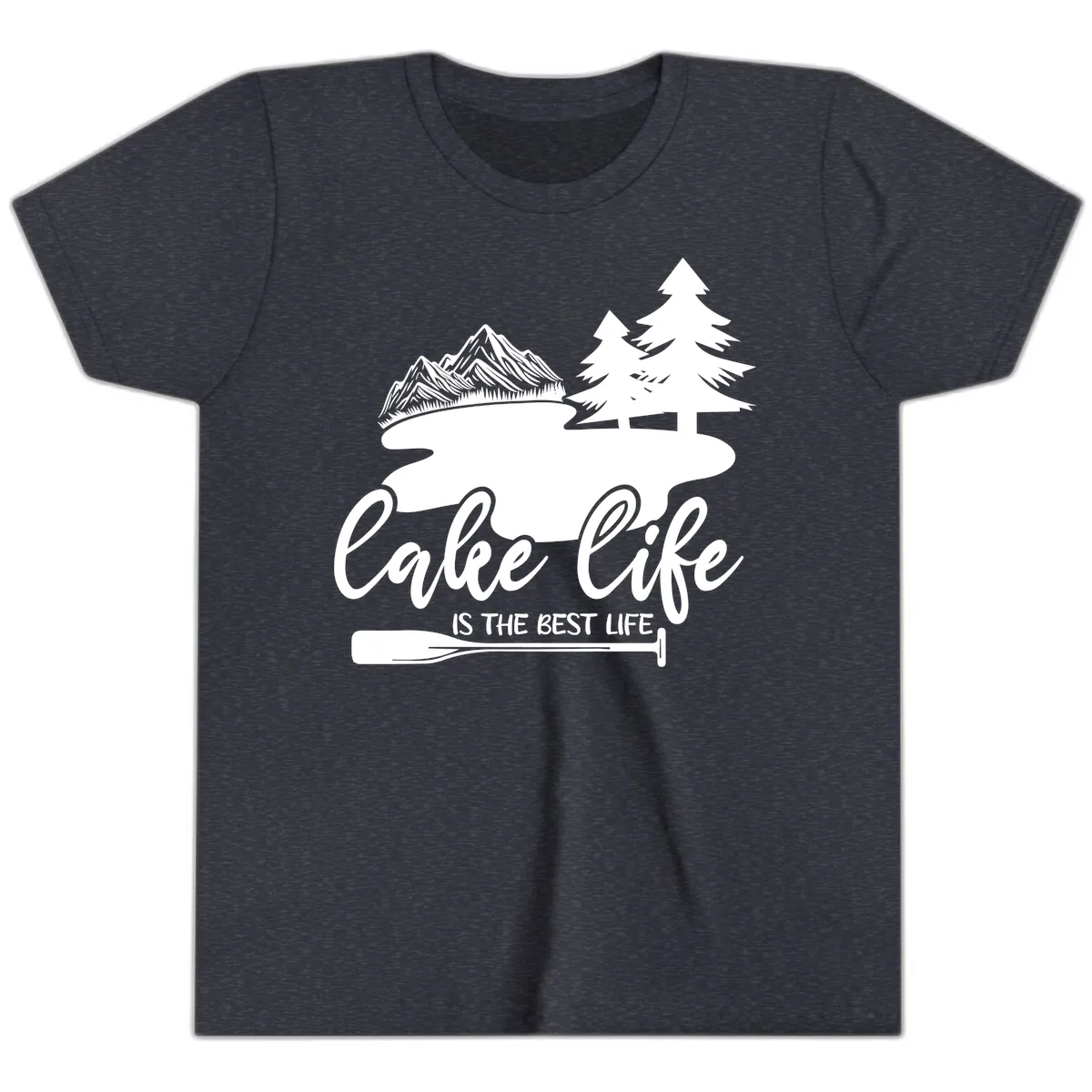 Lake Life Is The Best Life Design Youth T-Shirt in Heather Navy