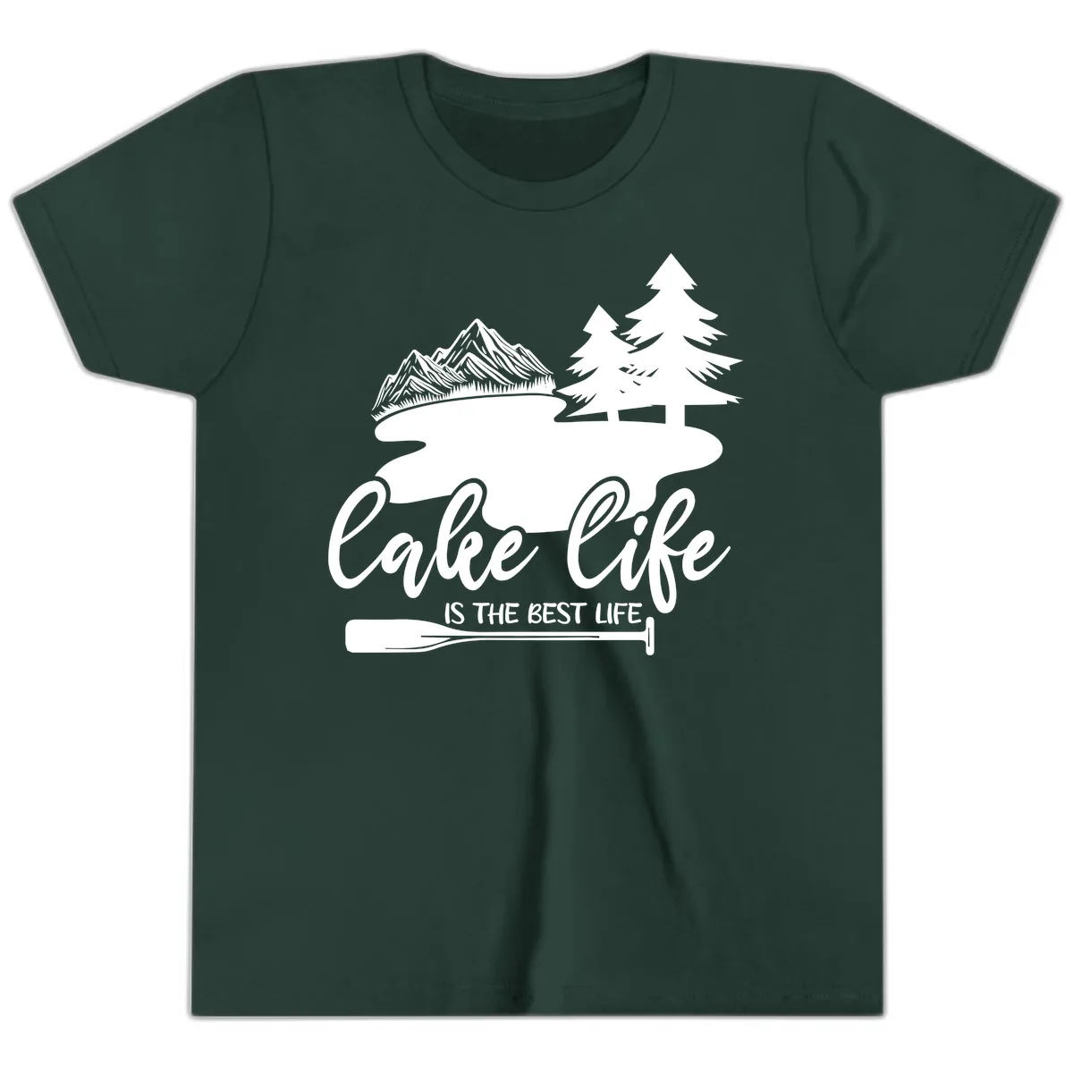 Lake Life Is The Best Life Design Youth T-Shirt in Forest