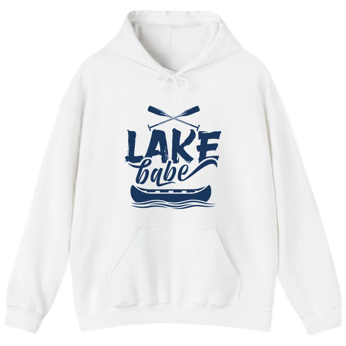 Lake Babe Canoe Design Hoodie in White