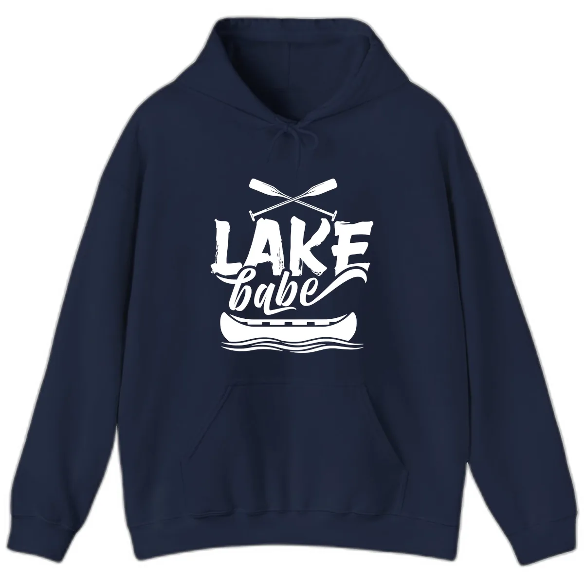 Lake Babe Canoe Design Hoodie in Navy
