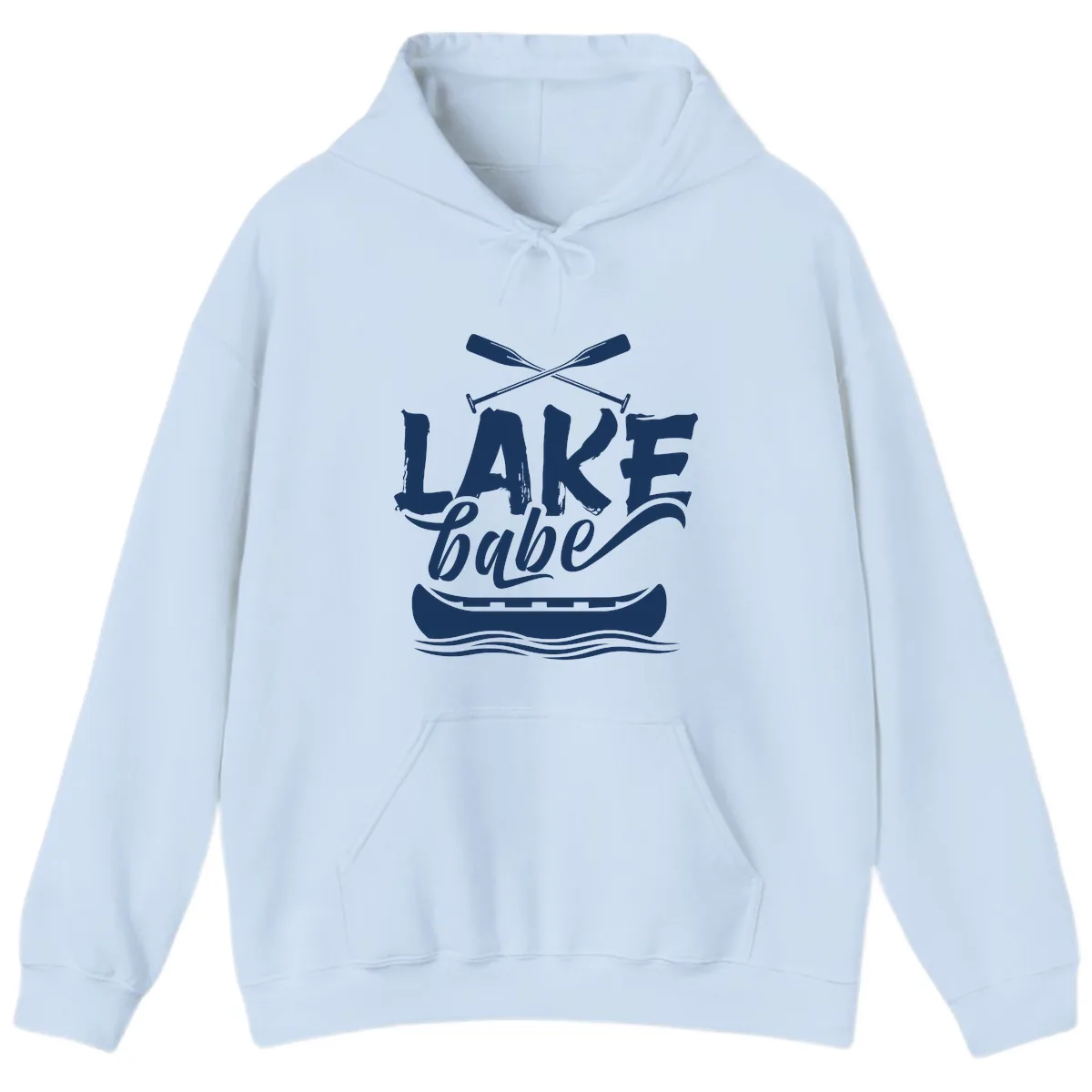 Lake Babe Canoe Design Hoodie in Light Blue