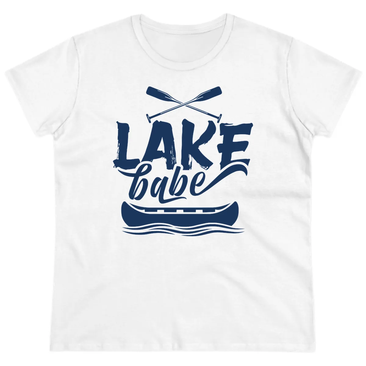 Lake Babe Canoe Design Ladies Tee in White
