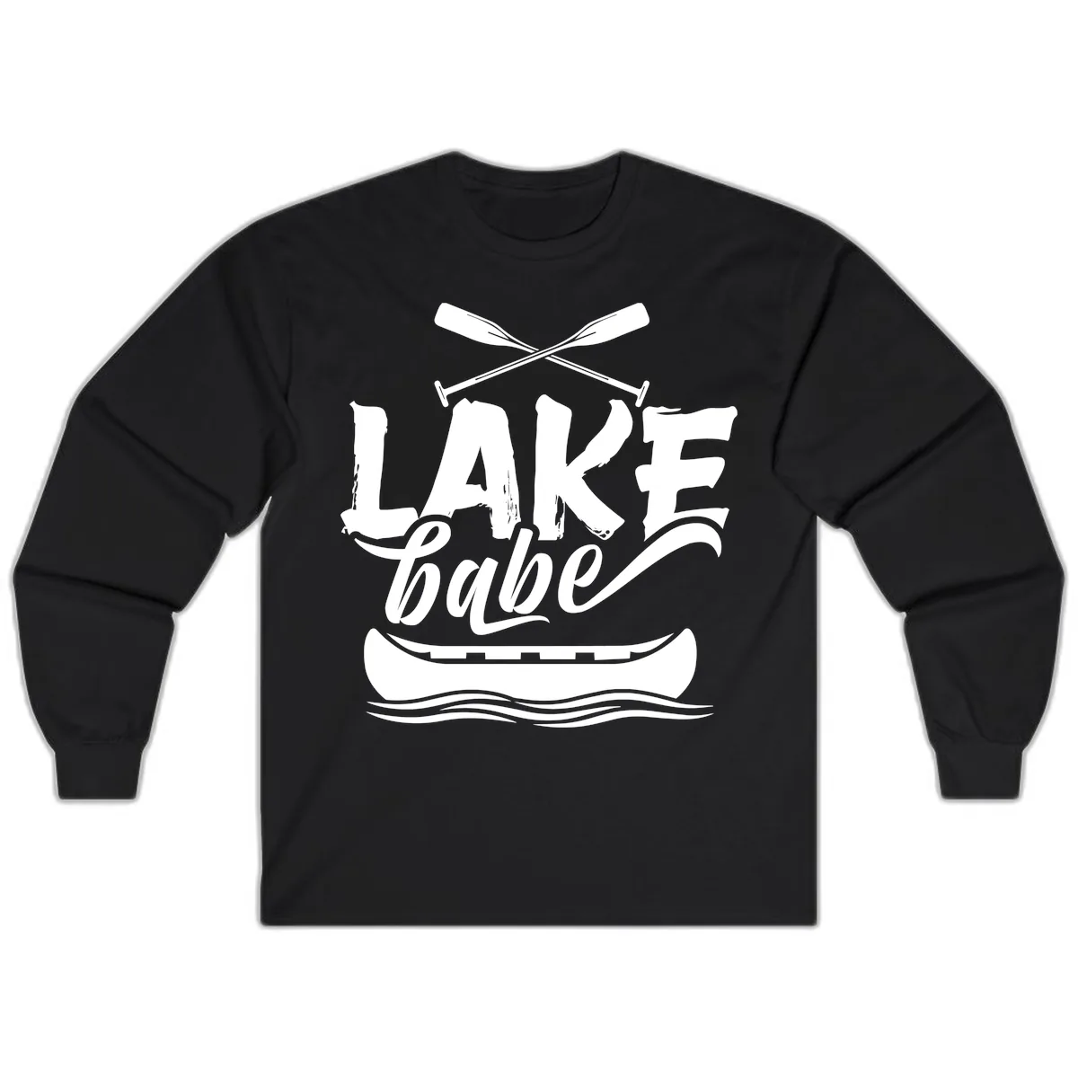 Lake Babe Canoe Design Long Sleeve in Black