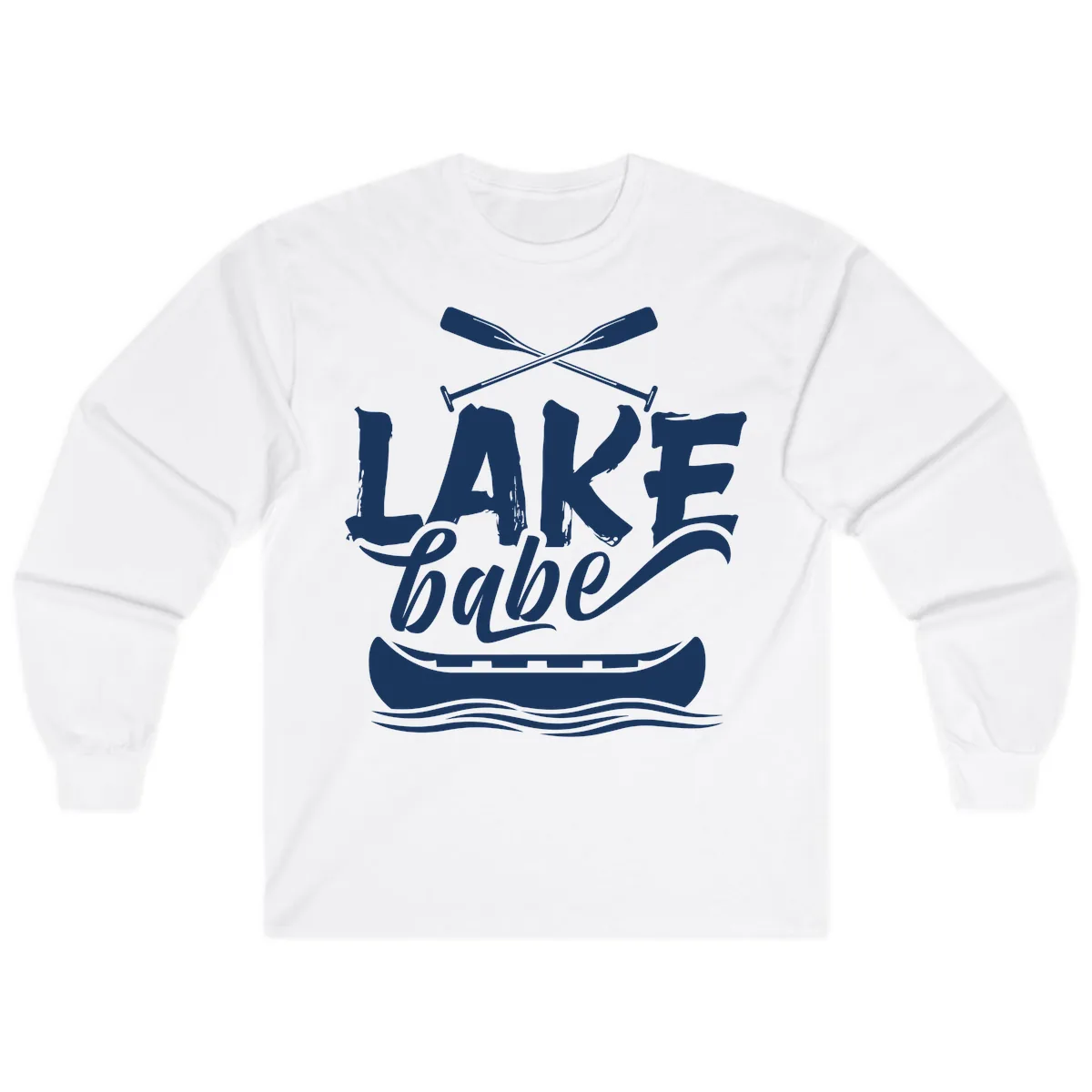 Lake Babe Canoe Design Long Sleeve in White