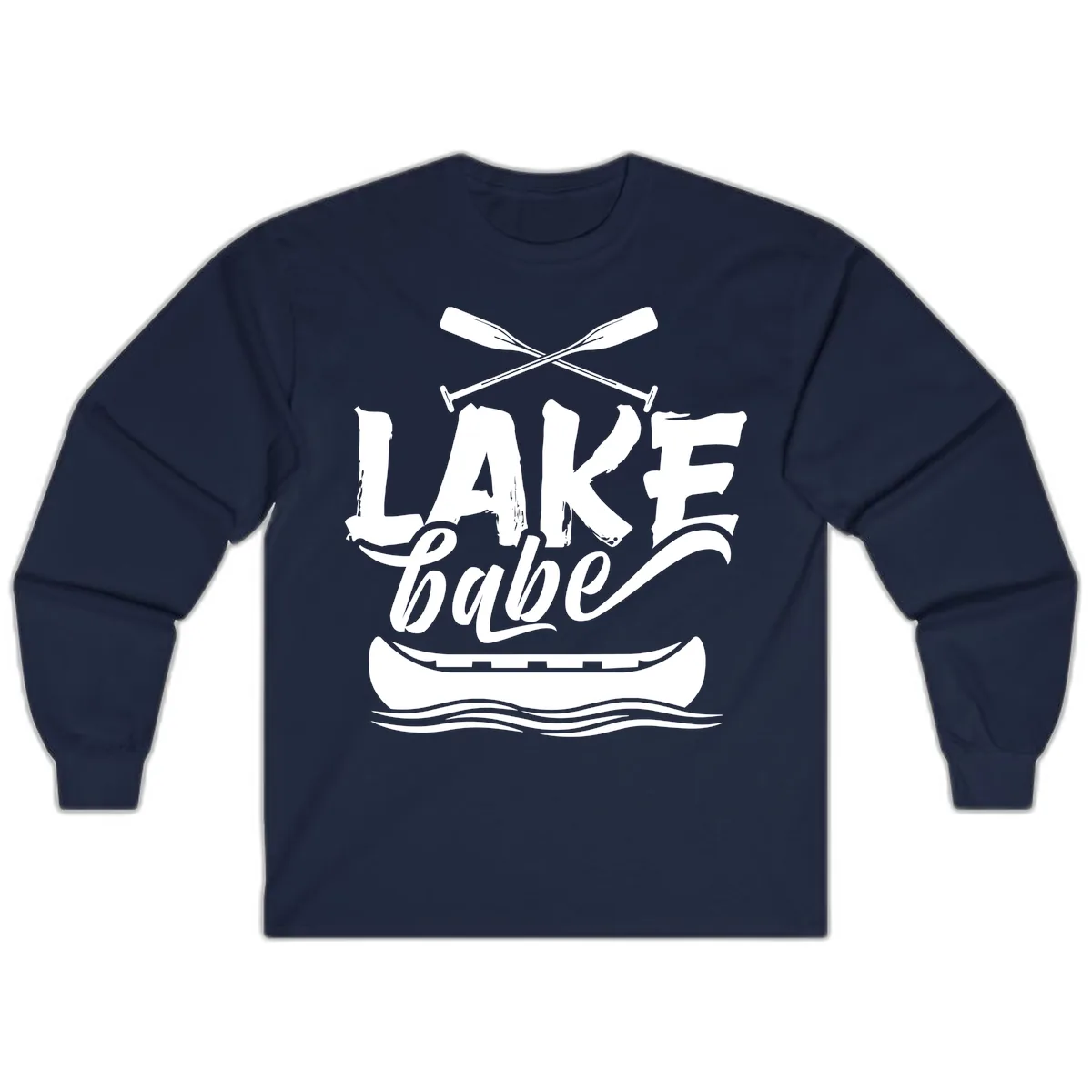 Lake Babe Canoe Design Long Sleeve in Navy