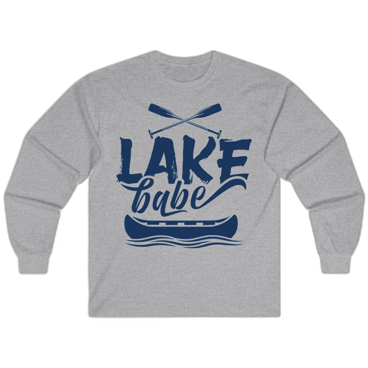 Lake Babe Canoe Design Long Sleeve in Sport Grey