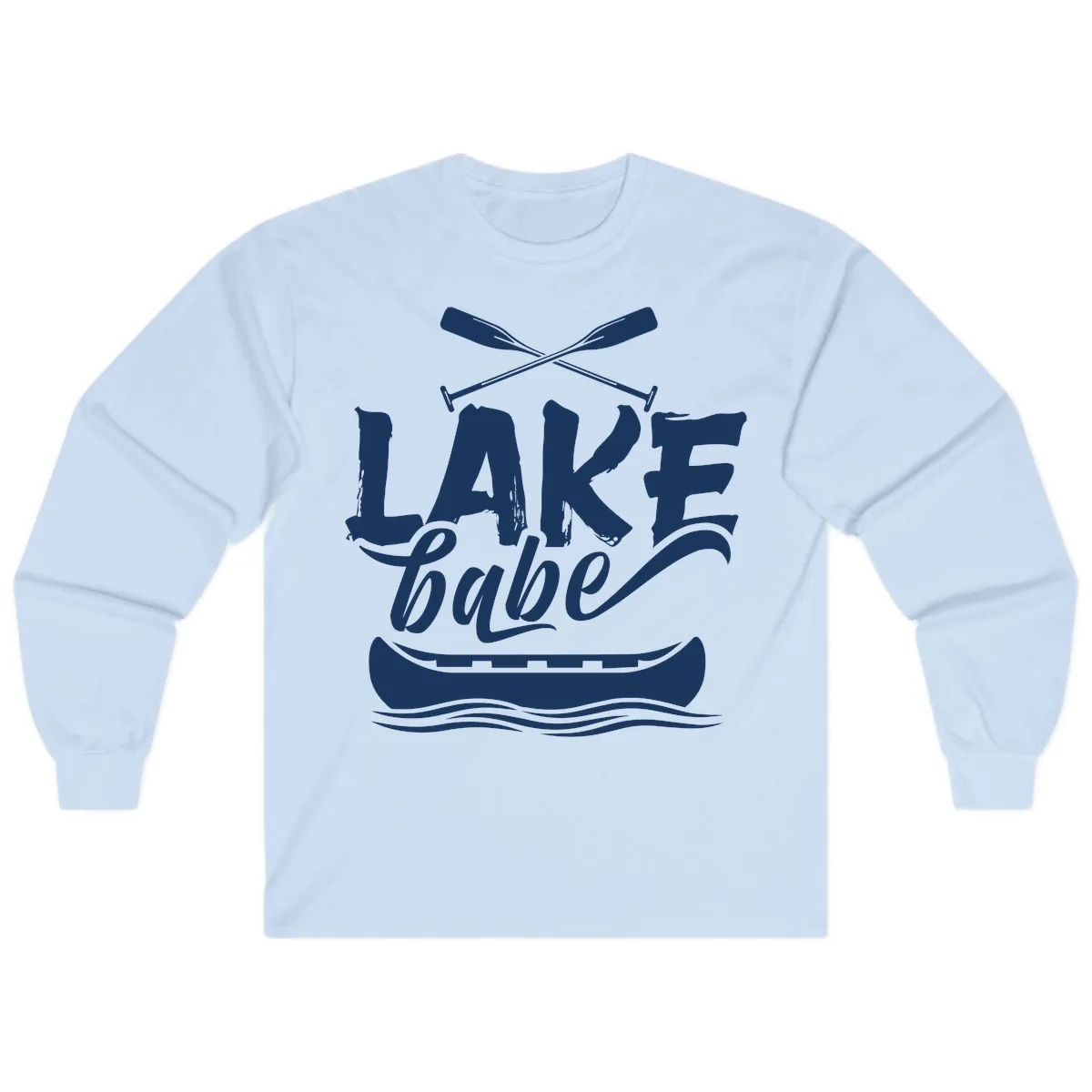 Lake Babe Canoe Design Long Sleeve in Light Blue