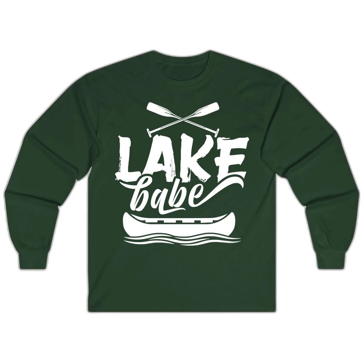 Lake Babe Canoe Design Long Sleeve in Forest Green