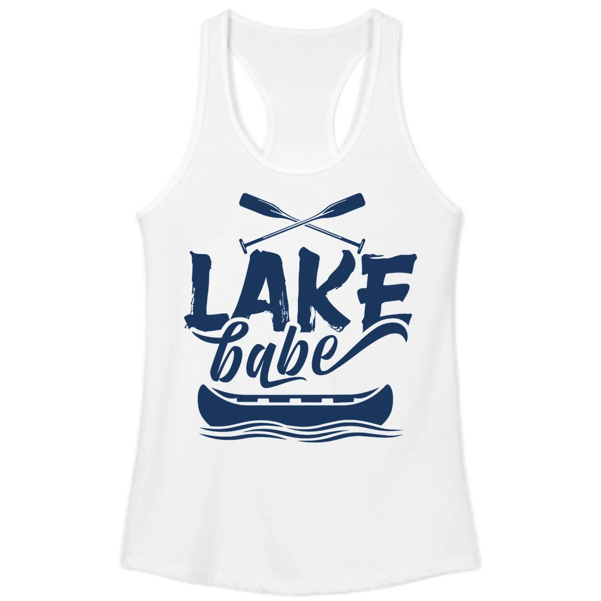 Lake Babe Canoe Design Ladies Tank in White