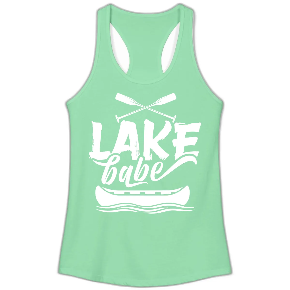 Lake Babe Canoe Design Ladies Tank in Solid Mint