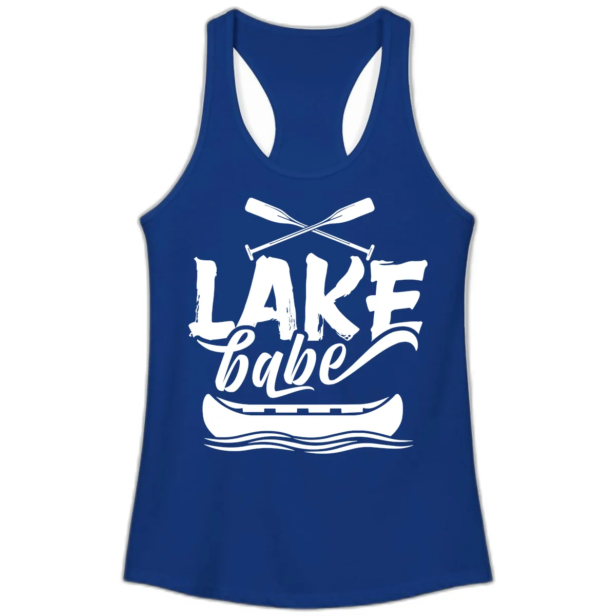Lake Babe Canoe Design Ladies Tank in Solid Royal