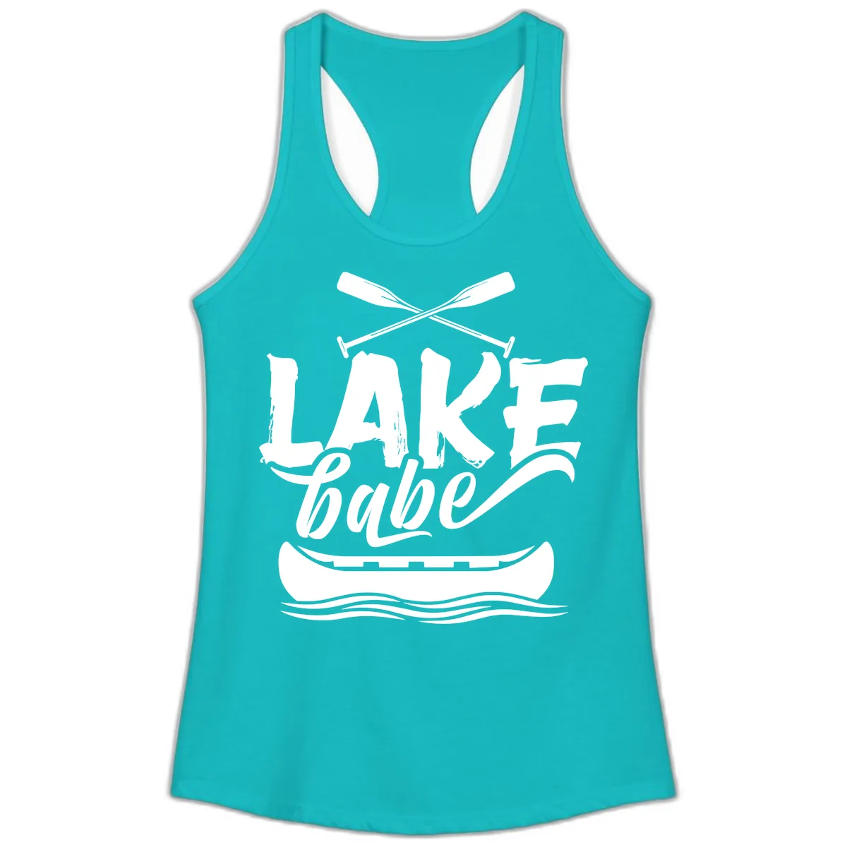 Lake Babe Canoe Design Ladies Tank in Tahiti Blue