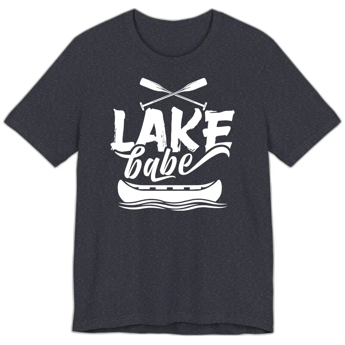 Lake Babe Canoe Design Premium T-Shirt in Heather Navy