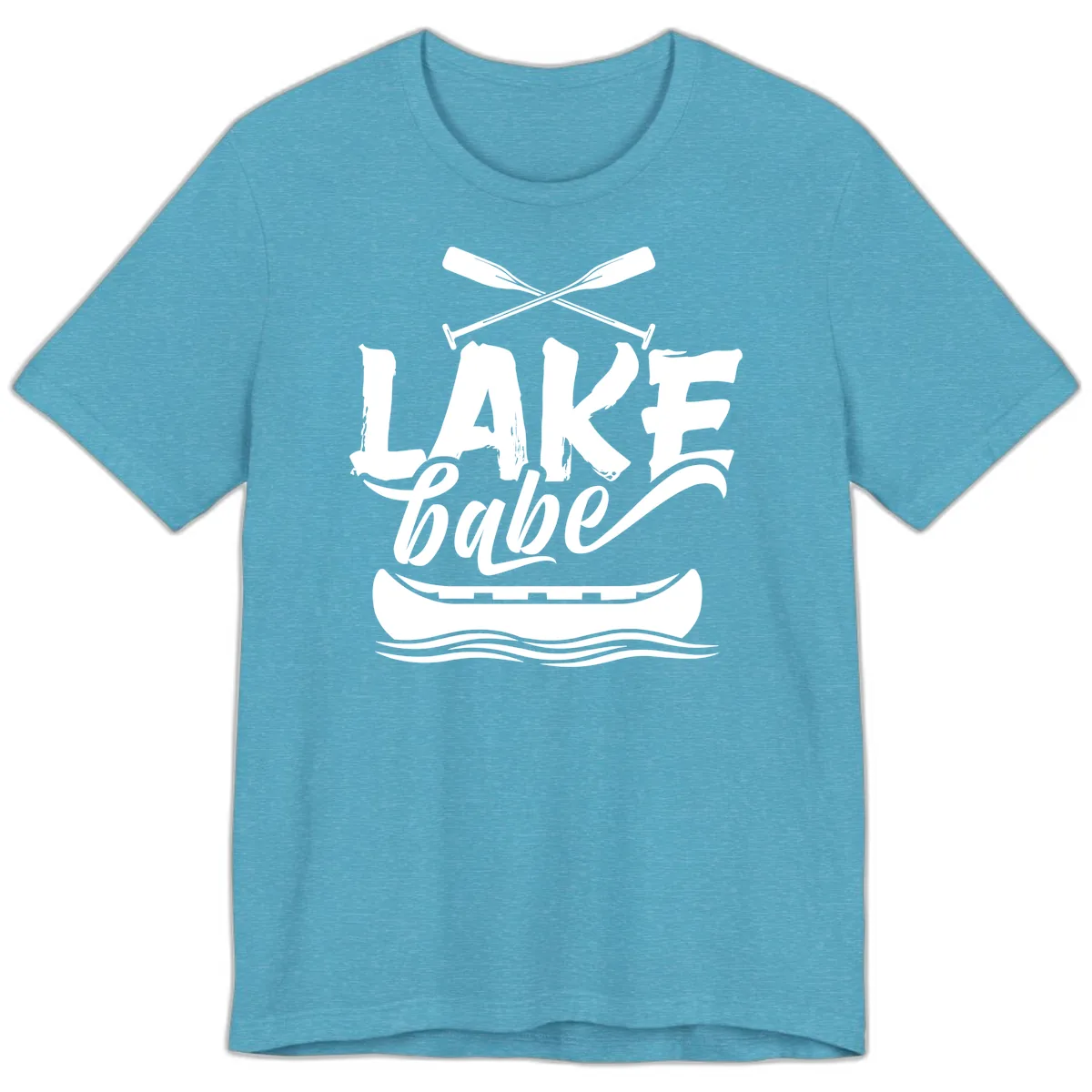 Lake Babe Canoe Design Premium T-Shirt in Heather Aqua