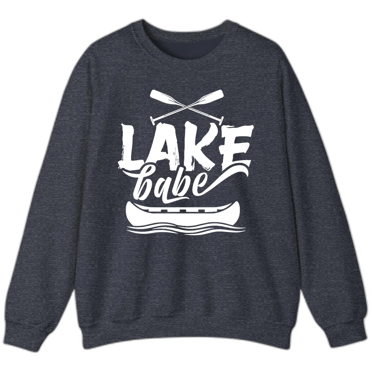 Lake Babe Canoe Design Sweatshirt in Heather Sport Dark Navy