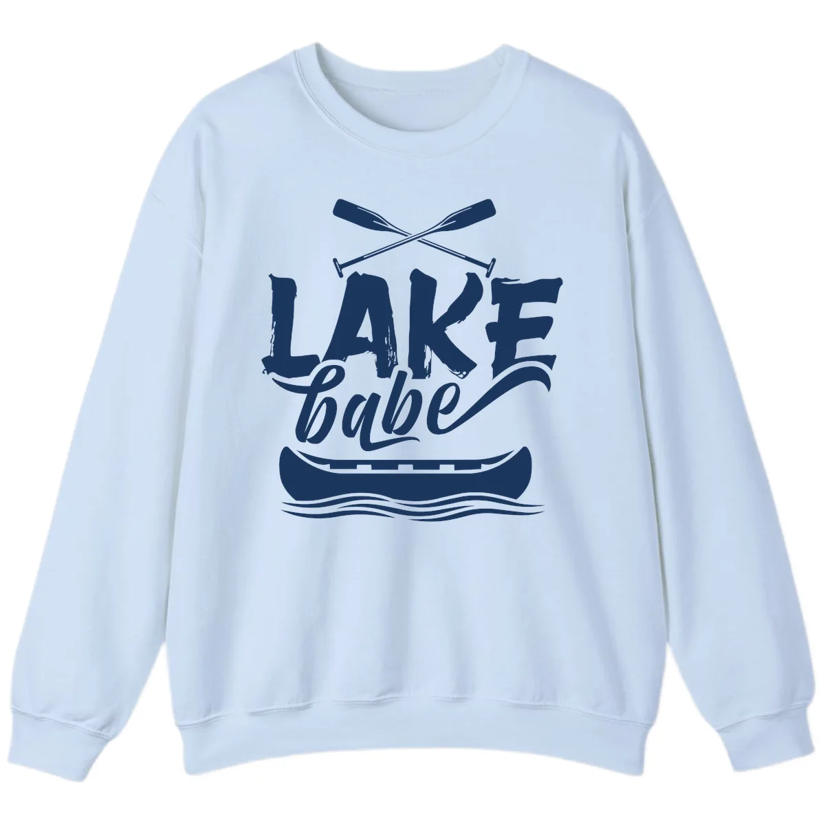 Lake Babe Canoe Design Sweatshirt in Light Blue