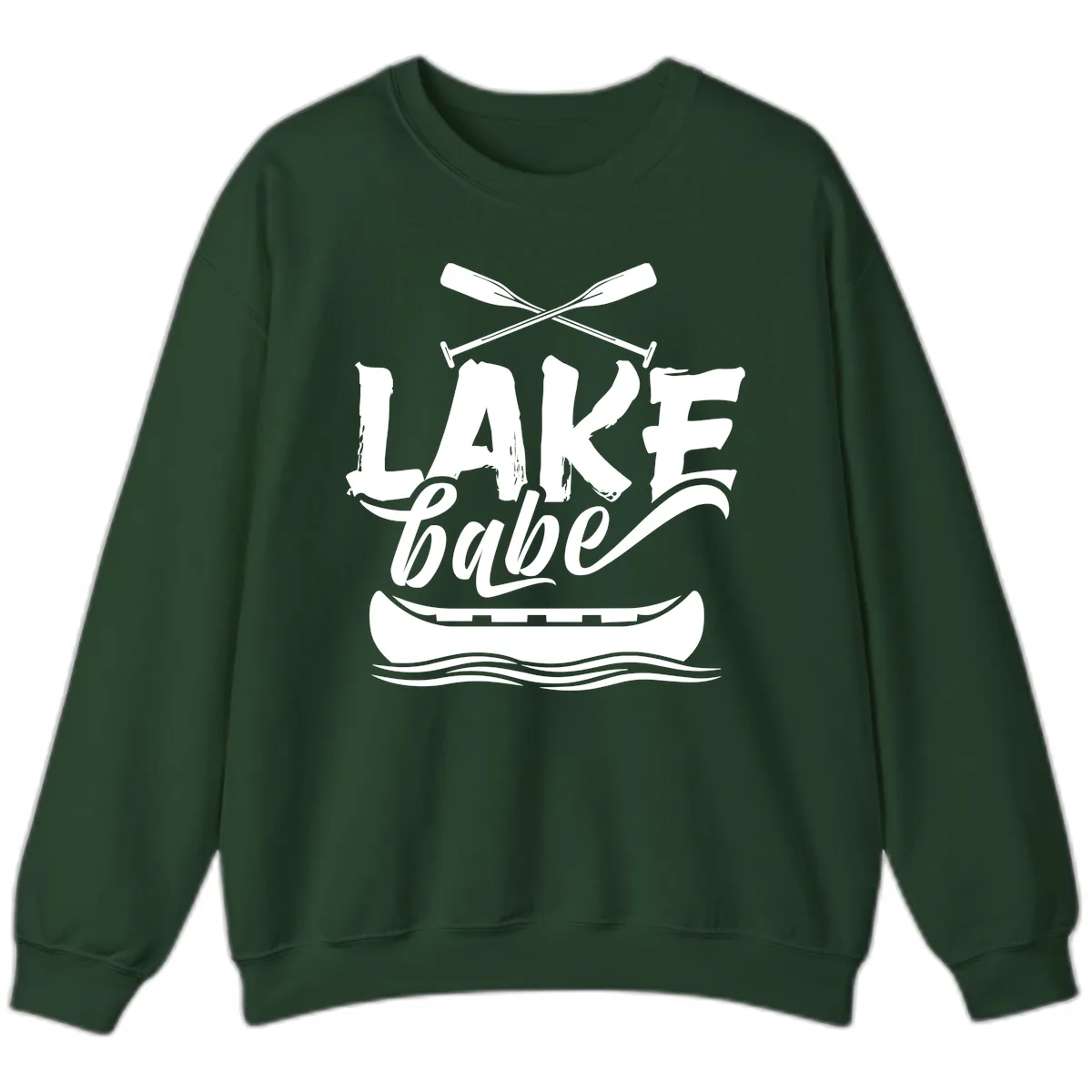 Lake Babe Canoe Design Sweatshirt in Forest Green