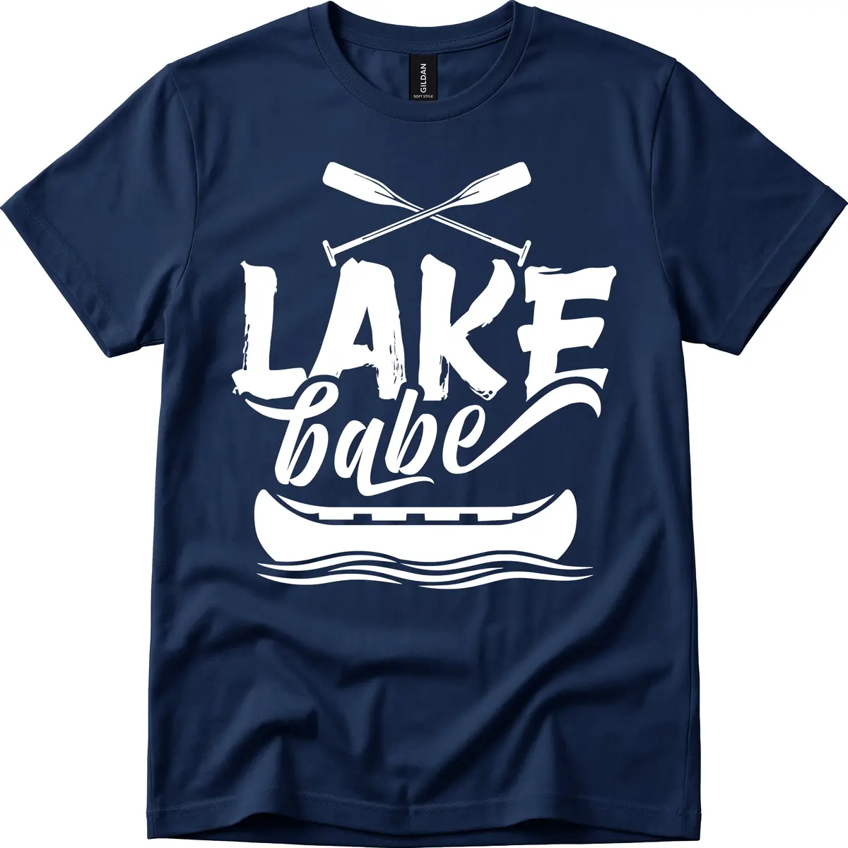 Lake Babe Canoe Design T-Shirt in Navy