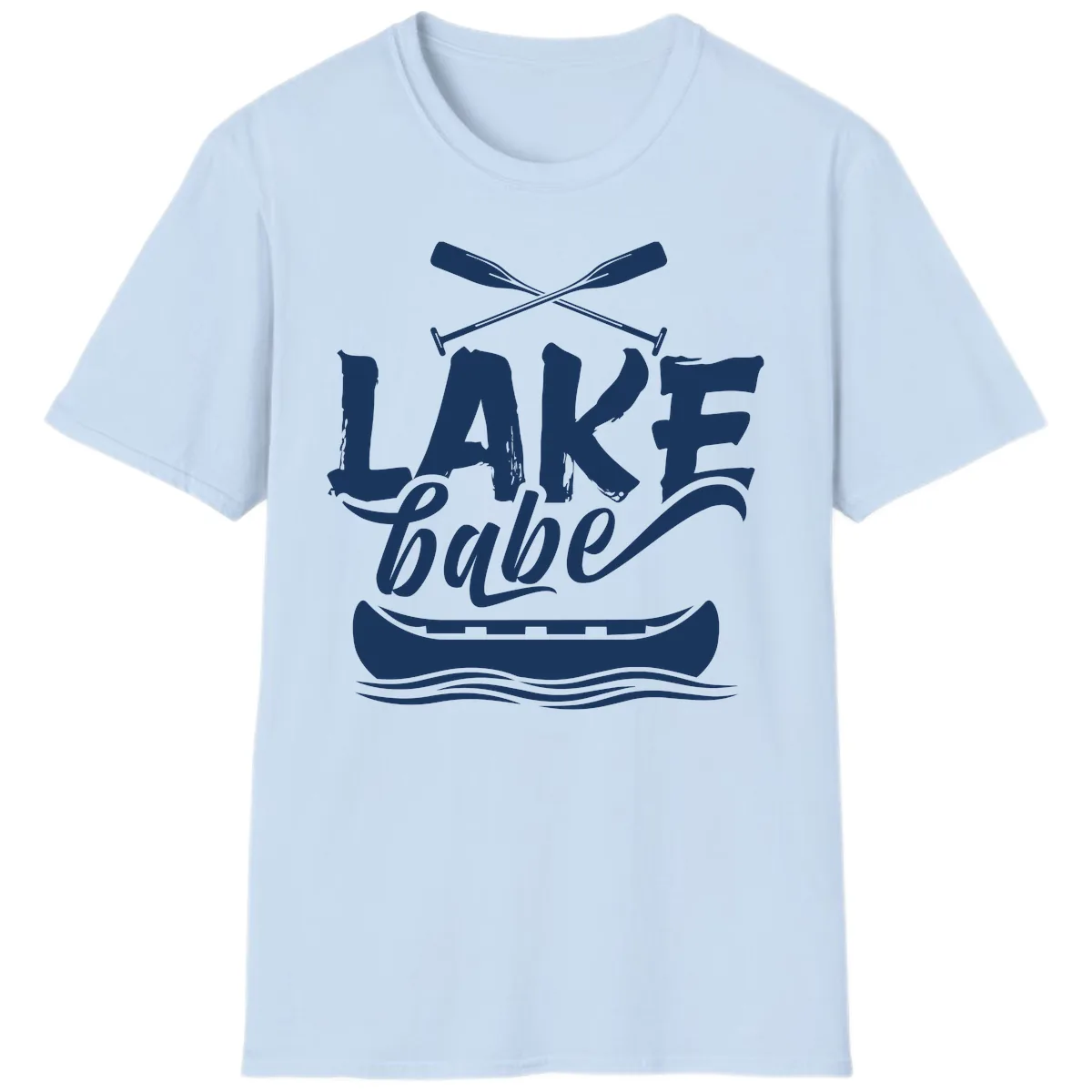 Lake Babe Canoe Design T-Shirt in Light Blue