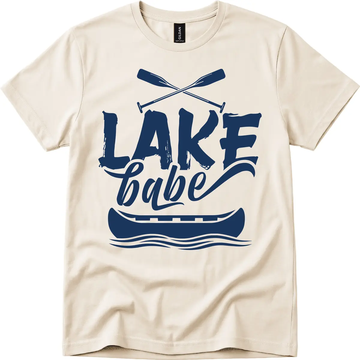 Lake Babe Canoe Design T-Shirt in Natural