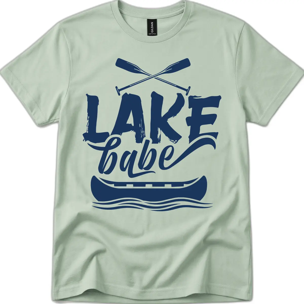 Lake Babe Canoe Design T-Shirt in Sage