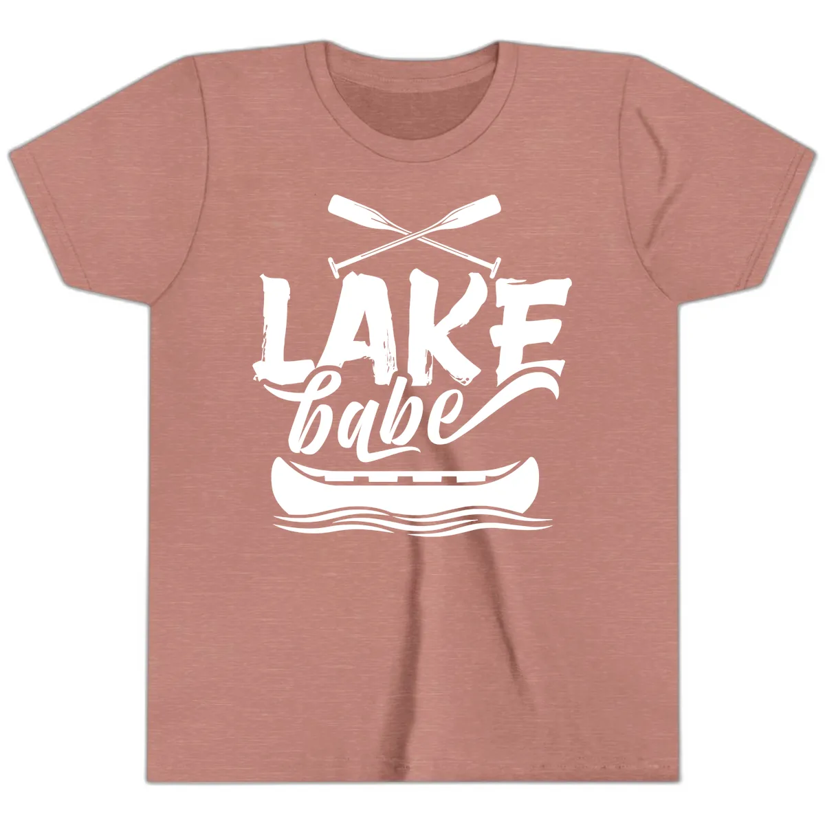 Lake Babe Canoe Design Youth T-Shirt in Heather Mauve