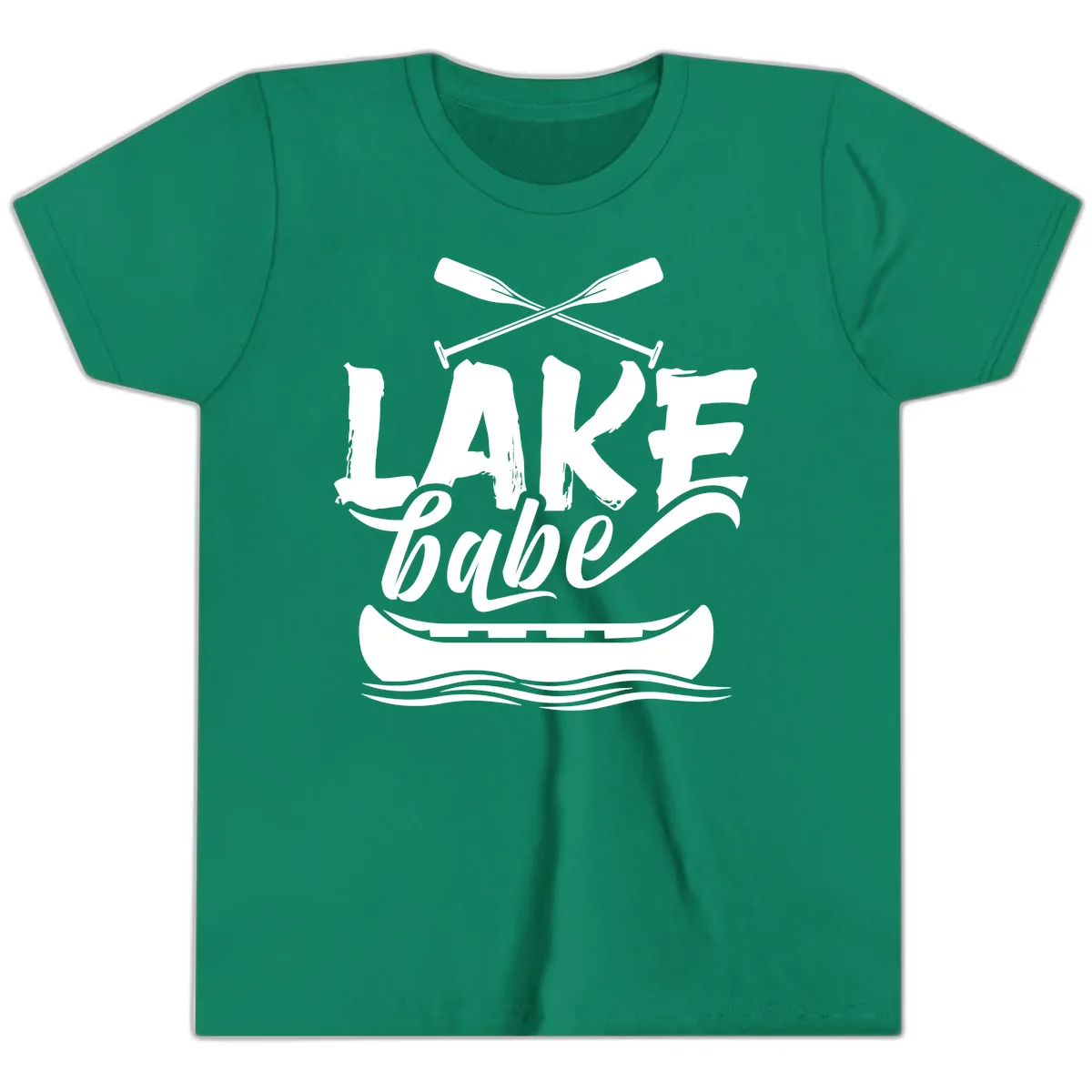 Lake Babe Canoe Design Youth T-Shirt in Kelly