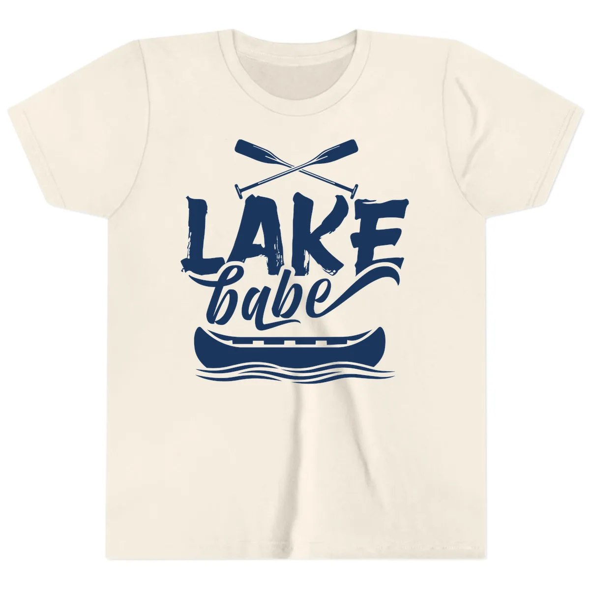 Lake Babe Canoe Design Youth T-Shirt in Natural