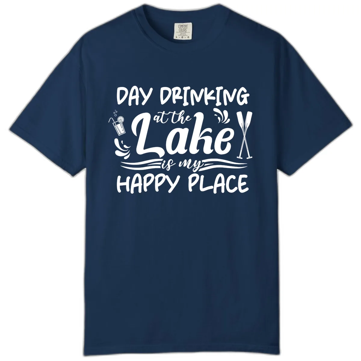 Day Drinking At The Lake Happy Place Comfort Color in Navy